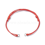 Adjustable Eco-Friendly Korean Waxed Polyester Cord Bracelet Making, with 304 Stainless Steel Open Jump Rings, Fit for Connector Charms, Red, 5-1/8~9-1/4 inch(132~235mm), Hole: 3mm(AJEW-JB01195-05)