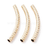 Brass Tube Beads, Long-Lasting Plated, Curved Beads, Tube, Real 24K Gold Plated, 45x4mm, Hole: 3mm(KK-Y003-87C-G)