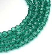 Transparent Glass Bead Strands, Faceted(32 Facets) Round, Sea Green, 6mm, Hole: 1mm, about 100pcs/strand, 24 inch(X-GLAA-R166-6mm-01G)