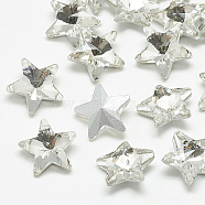 Pointed Back Glass Rhinestone Cabochons, Back Plated, Faceted, Star, Crystal, 8x8x4mm(RGLA-T085-8mm-01)