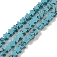 Dyed Synthetic Turquoise Beads Strands, Star, 4x4.5x2mm, Hole: 0.8mm, about 102pcs/strand, 15.35 inch(39cm)(G-G085-B32-01)