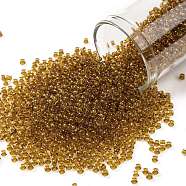 TOHO Round Seed Beads, Japanese Seed Beads, (2156) Inside Color Crystal/Golden Amber, 11/0, 2.2mm, Hole: 0.8mm, about 50000pcs/pound(SEED-TR11-2156)