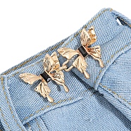 Butterfly Shape Alloy Adjustable Jean Button Pins, Waist Tightener, Sewing Fasteners for Garment Accessories, Light Gold, 30x58mm(PW-WG70145-01)