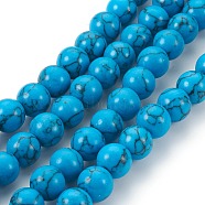 Synthetic Turquoise Beads Strands, Round, 8mm, Hole: 1.2mm, about 51pcs/strand, 15.3 inch~15.7 inch(39~40cm)(G-E511-02-8mm)