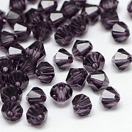 Imitation 5301 Bicone Beads, Transparent Glass Faceted Beads, Indigo, 3x2.5mm, Hole: 1mm, about 720pcs/bag(GLAA-F026-B11)