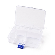 Plastic Bead Storage Containers, Adjustable Dividers Box, Removable 5 Compartments, Rectangle, Ghost White, 14x9.5x3.2cm(KY-E011-01)