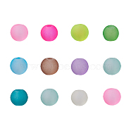 Transparent Frosted Glass Beads, Round, Mixed Color, 4~4.5x4mm, Hole: 1mm, about 100pcs/bag(FGLA-TA0001-01-4mm)