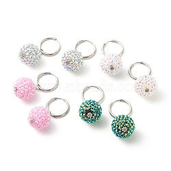 Sparkling Rhinestone Ball Dangle Hoop Earrings, Drop Earrings for Women, Mixed Color, 43mm, Pin: 0.8mm(EJEW-JE04813)