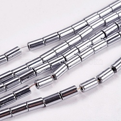 Electroplate Non-magnetic Synthetic Hematite Beads Strands, Column, Grade AAAA, Platinum Plated, 5x3mm, Hole: 1mm, about 80pcs/strand, 16 inch(X-G-J162-C-05)