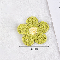 Ornament Accessories, Polyester Computerized Embroidery Cloth Iron On/Sew On Patches, Appliques, Flower, Yellow Green, 51mm(DIY-WH0016-82C)