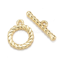 Brass Toggle Clasps, Long-Lasting Plated, Ring, Real 18K Gold Plated, Ring: 14x12x2mm, Hole: 1.4mm, Bar: 4.5x18x2.5mm, Hole: 1.4mm(KK-C216-11G)
