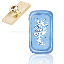 Wax Seal Brass Stamp Head, for Wax Seal Stamp, Rectangle, Leaf Pattern, 4.5x2.3x1.45cm(AJEW-WH0215-012)