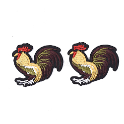 Computerized Embroidery Cloth Iron On Patches, Costume Accessories, Appliques, Rooster, Colorful, 39x46x1.5mm(FIND-T030-043)