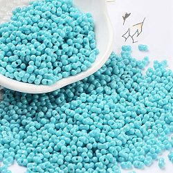 Baking Paint Glass Seed Beads, Peanut, Cyan, 2~2.5x4x2mm, Hole: 0.8mm, about 15000pcs/pound(SEED-A033-04P)