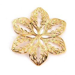 Alloy Filigree Bead Cap, for Bride Headware Making Findings, Flower, 6-Petal, Golden, 55x48.5x2mm, Hole: 1mm(FIND-WH0111-213C)