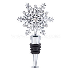 Custom Silicone Wine Bottle Stoppers, with Alloy Finding, for Winebottle, Snowflake, Platinum, 114x65x20mm(FIND-WH0152-153)