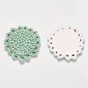 Resin Pendants, Imitation Woven Rattan Pattern, Flower, Pale Turquoise, 43x45.5x4mm