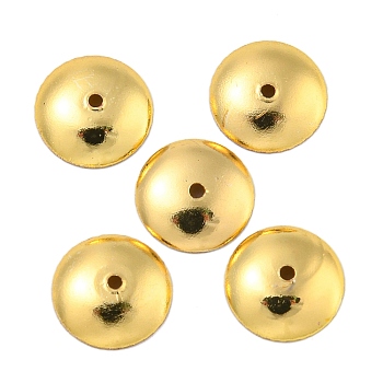 Brass Bead Cap, Long-Lasting Plated, Lead Free & Cadmium Free, Half Round, Real 18K Gold Plated, 8x2mm, Hole: 0.9mm