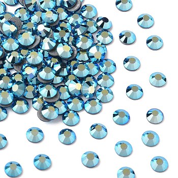 Preciosa&reg Crystal Hotfix Flatback Stones, Czech Crystal, Round(438 11 612 Chaton Rose VIVA 12 &reg), 60310 200 Capri Blue AB, SS12(3~3.2mm)