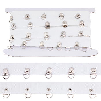 6 Yards Polyester Ribbon with Iron Clasps, Clothes Accessories, White, 1-1/4 inch(32mm)