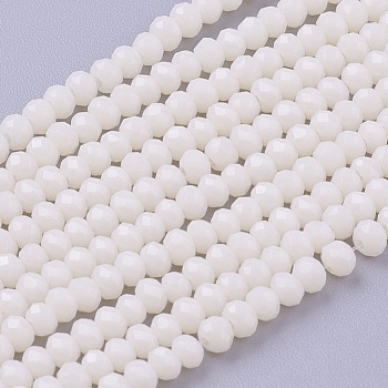 Imitation Jade Glass Beads Strands, Faceted, Rondelle, Beige, 3x2~2.5mm, Hole: 0.5mm, about 186~190pcs/strand, 17 inch