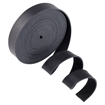 5M Flat PU Leather Cord, for Shoes Bag Sewing Patchwork DIY Craft Appliques, Black, 20mm, about 5.47 Yards(5m)/Roll