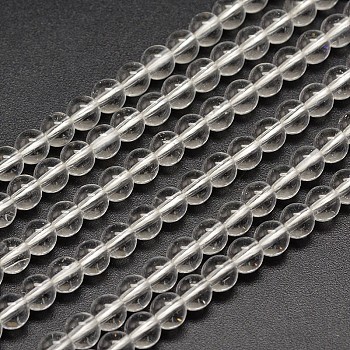 Synthetic Quartz Round Bead Strands, Clear, 6mm, Hole: 1mm, about 67pcs/strand, 15.7 inch