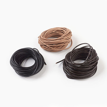 Cowhide Leather Cord, Leather Jewelry Cord, Jewelry DIY Making Material, Round, Mixed Color, 3mm, about 10.93 yards(10m)/bundle