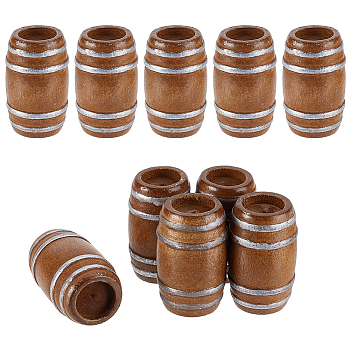 Wood Barrels Miniature Ornaments, Micro Landscape Home Dollhouse Accessories, Pretending Prop Decorations, Saddle Brown, 27x26x46.5mm