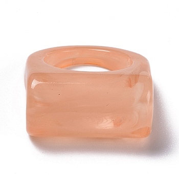 Transparent Acrylic Finger Rings, Imitation Gemstone Style, Light Salmon, US Size 8 3/4(18.7mm)