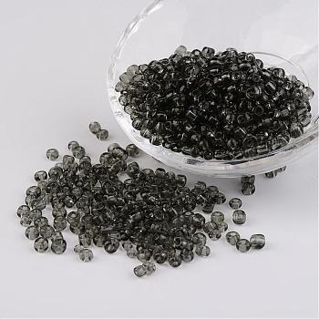6/0 Glass Seed Beads, Transparent, Round, Gray, 4mm, hole: 1.5mm, about 496pcs/50g