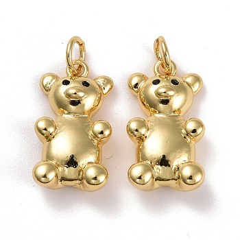 Brass Pendants, Lead Free & Cadmium Free, Bear, Real 18K Gold Plated, 18.5x10x5.5mm, Hole: 3.5mm