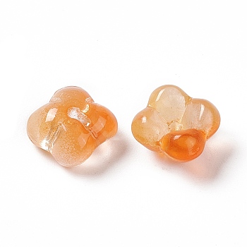 Electroplate Glass Bead, Flower, Dark Orange, 11.5x11.5x5.5mm, Hole: 1.2mm