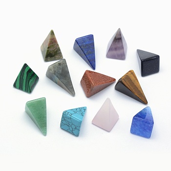 Natural & Synthetic Mixed Gemstone Beads, Pyramid, Undrilled/No Hole Beads, 25x14x14.5mm