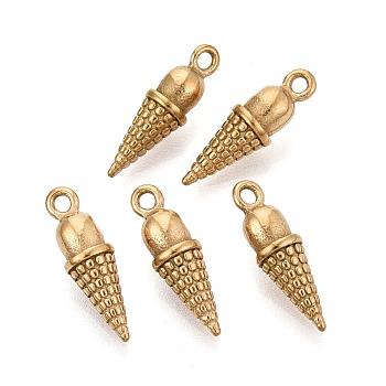 304 Stainless Steel Pendants, Ice Cream Charms, Golden, 17.5x5.5x5~5.5mm, Hole: 1.5mm
