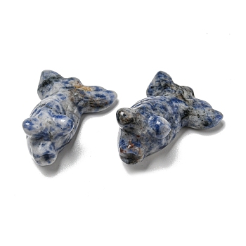 Natural Blue Spot Jasper Carved Healing Goldfish Figurines, Reiki Energy Stone Display Decorations, 21.5x29~29.5x37~39mm