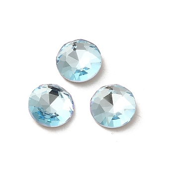 Glass Rhinestone Cabochons, Point Back & Back Plated, Faceted, Flat Round, Light Azore, 8x3mm