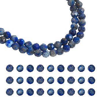 2 Strands Natural Lapis Lazuli Beads Strands, Faceted, Round, 2~3x2~2.5mm, Hole: 0.2mm, about 181~210pcs/strand, 15.9~16.3 inch(40.4~41.5cm)