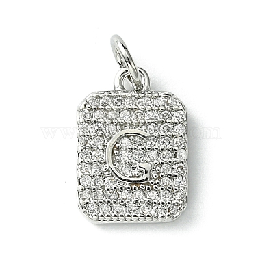 Platinum Clear Letter G Brass+Cubic Zirconia Charms