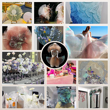 Polyester Mermaids Pleated Fabric(DIY-WH0678-74A)-5