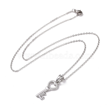 304 Edelstahl-Herz-Skelett-Schlüsselanhänger-Halskette für Frauen(STAS-E154-16P)-2