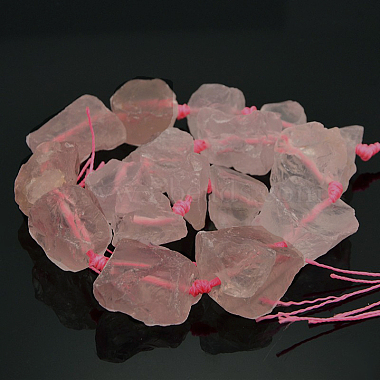 Brins de perles de pépites brutes de quartz rose de pierres précieuses naturelles(G-E219-04)-2
