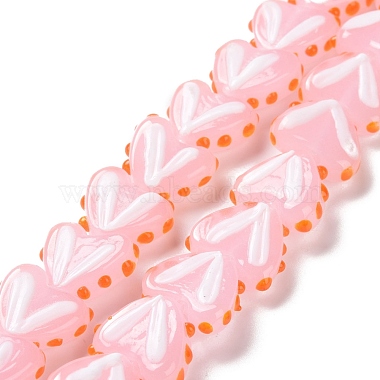Pink Heart Lampwork Beads