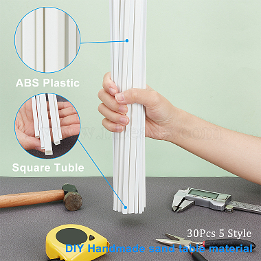 30Pcs 5 Style ABS Plastic Square Hollow Tubes(AJEW-OC0003-08A)-3