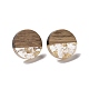 Resin & Walnut Wood Flat Round Stud Earrings with 304 Stainless Steel Pin for Women(X-EJEW-N017-010B-02)-1