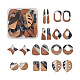 20Pcs 10 Styles Transparent Resin & Walnut Wood Pendants(RESI-YW0001-25)-1