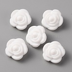 Food Grade Eco-Friendly Silicone Beads, Double-sided Rose, Snow, 20.5x12.5mm, Hole: 2mm(FIND-WH0125-43C)