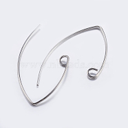 Brass Earring Hooks, Ear Wire, with Horizontal Loop, Platinum, 29x15mm, Hole: 2mm, Pin: 0.6mm, Pin: 0.6mm(X-KK-K197-60P)