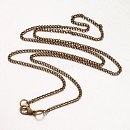 Iron Necklace Making, Twisted Curb Chain, with Alloy Lobster Clasp, Antique Bronze, 24.64 inch(MAK-K002-09AB-NF)