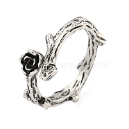 Alloy Finger Rings for Women, Flower, Antique Silver, US Size 6(16.5mm)(RJEW-A034-07AS)